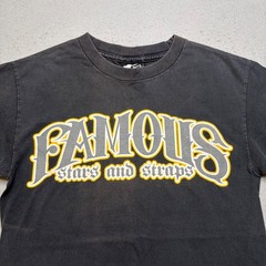 Famous Stars and Straps T-Shirt Mens Small Black Y2K Graphic Logo Tee