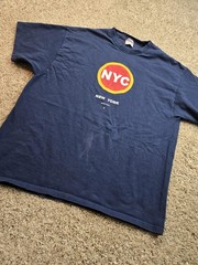 Vintage NYC Groove Grafx T Shirt Mens XL Blue Short Sleeve Graphic Y2K