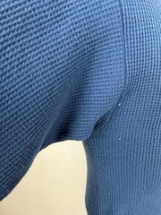 Vintage 80s Waffle-Knit Thermal Shirt Men Large Tight Stretch Outdoors Blue USA