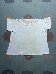 Vintage 1940s 50s blank white t shirt soft cotton distressed boxy large