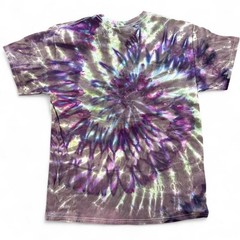 Gildan Heavy Cotton Tie-Dye T-Shirt Size L Purple Green Spiral