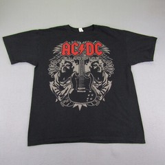 ACDC Shirt Mens Extra Large Black Ice Angus Young Hard Rock Band Concert Tee Y2K