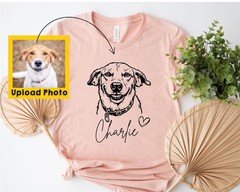 Custom Dog Portrait Photo Comfort Tee Personalized Pet Memorial Gift