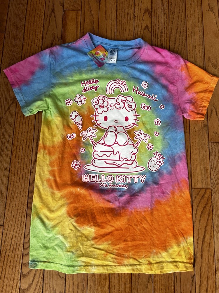 Hello Kitty Hawaii 50th Anniversary Tie Dye Shirt Unisex Small Exclusive NWT