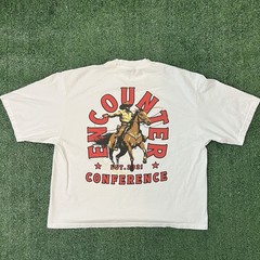 Shaka Wear Encounter Conference White Tee Size L Drop Shoulder Western Cowboy