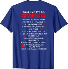 Rules For Dating My Son Mom Loves Her Son Funny T-Shirt on Back