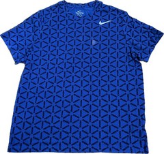 Nike T-Shirt Men Large Blue Short Sleeve Monogram Print Workout DJ5250-480 EUC