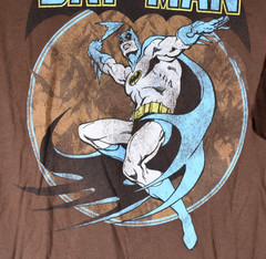 Vintage Batman Men’s T-Shirt Brown DC Comics – Blue/Gray Batman – Size XL XLarge