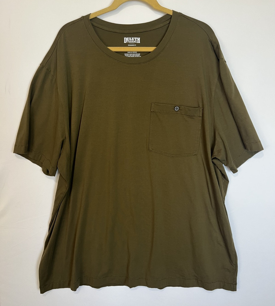 Duluth Trading Co 2XL Olive Pocket T Shirt Pima Cotton Modal Stretch Tee