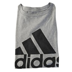 Adidas Heather Gray Badge of Sport Graphic T‑Shirt Athletic Logo Tee Size Small