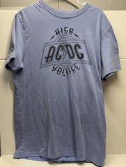 NWT AC/DC Men’s High Voltage T-Shirt Light Blue With Black Band Logo Size Large