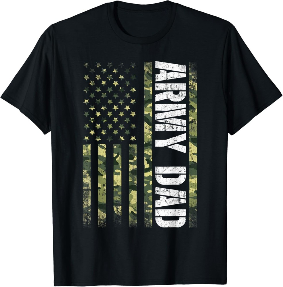 Proud Army Dad United States USA Flag Gift For Father’s Day T-Shirt