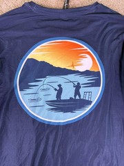 Habit Crooked Elm Graphic Tee Sun Fishing Shirt Men S BLUE Long Sleeve NWT E938
