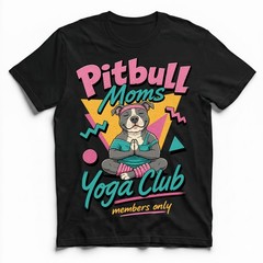 Pitbull Moms Yoga Club Geometric Retro Pink Lover T-Shirt Namaste Puppy Tee