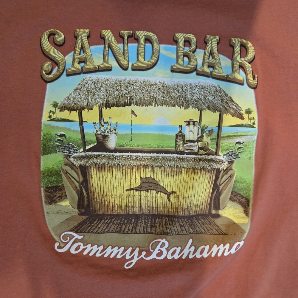 GOLF Tommy Bahama XXL Coral/Salmon “Sand Bar” Cotton Graphic Crew Neck Tee