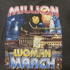 Vintage Million Woman March Shirt Mens 2XL Black 90s Rap Tee Faded Thrashed USA