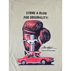 Ford Mustang Road Trip Mens Large Tan Graphic Tee Strike A Blow For Originality
