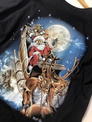 Black Vintage-Style WILD Santa Sleigh ‘MERRY CHRISTMAS’ T-Shirt XXL