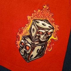 Vintage JNCO T-Shirt Red Flaming Skull Dice Graphic Y2K Skate USA Mens XL