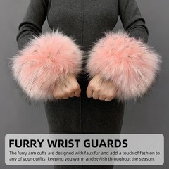 Faux Fur Wrist Cuffs Winter Short Furry Arm Warmer Fluffy Band Ankle Warmer
