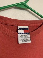 Vintage 90s Tommy Hilfiger T-Shirt Size Large Tommy Logo Red Classic Designer