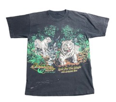 Vintage Siegfried Roy Tiger All over Print Nature Animal T Shirt 20”x25” USA