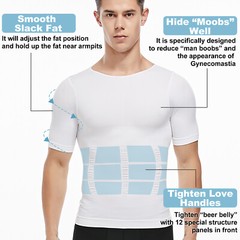 Men Compression Slim Body Shaper Gynecomastia T-shirt Posture Corrector Vests US
