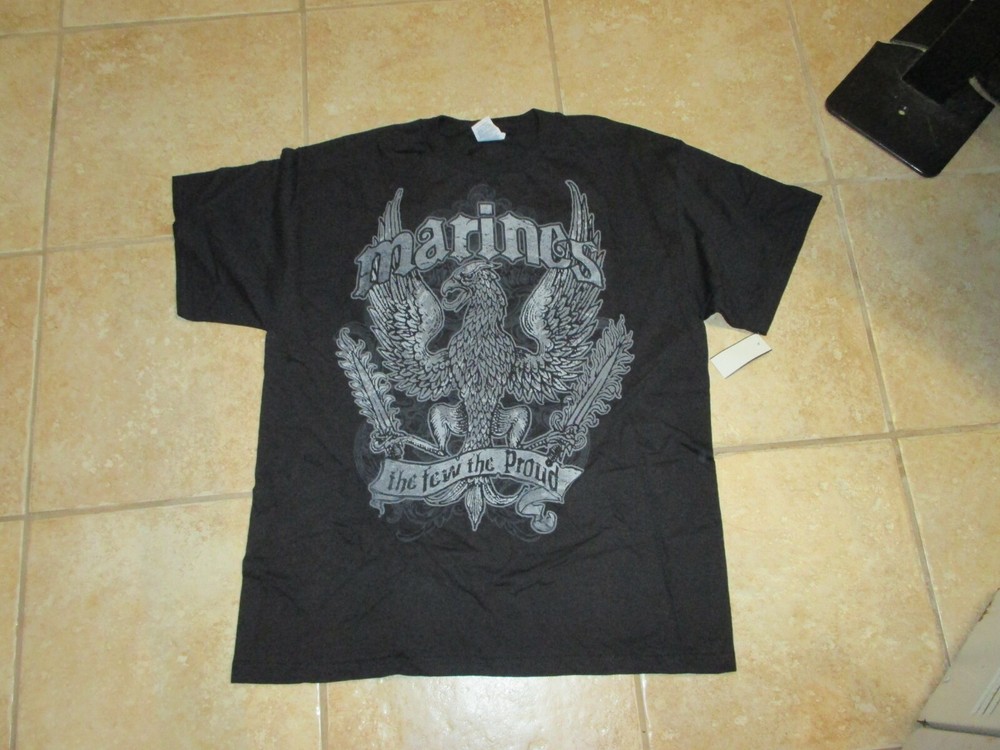 UNITED STATES MARINES MENS T SHIRT (LARGE) NWT BLACK “THE FEW THE PROUD MARINES”