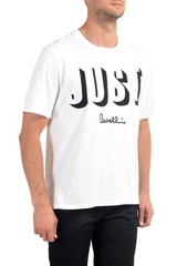 Just Cavalli Men’s White Graphic Print Crewneck T-Shirt US 2XL IT 56