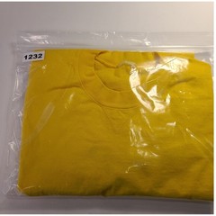 Vintage Style Yellow Short Sleeve T-Shirt Crew Neck V-Stitch Detail XL