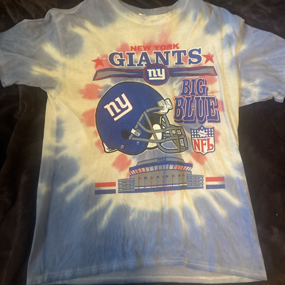 Y2K 2008New York Giants NFL Tie Dye All Over Double Sided T-shirt Red Blue Sz L