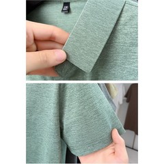Short Sleeve V Neck Lapel T-Shirt for Men Breathable Business Casual Top