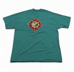 Hanes Heavyweight 50/50 Green Art Graphic Print T-Shirt L Crew Neck Short Sleeve