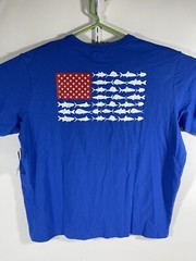 Columbia Shirt Adult XL Blue White Red USA Flag Cotton PFG Short Sleeve