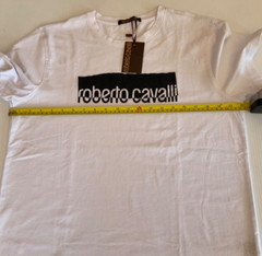 Roberto Cavalli White Logo Graphic Tee Size XL NWT$299