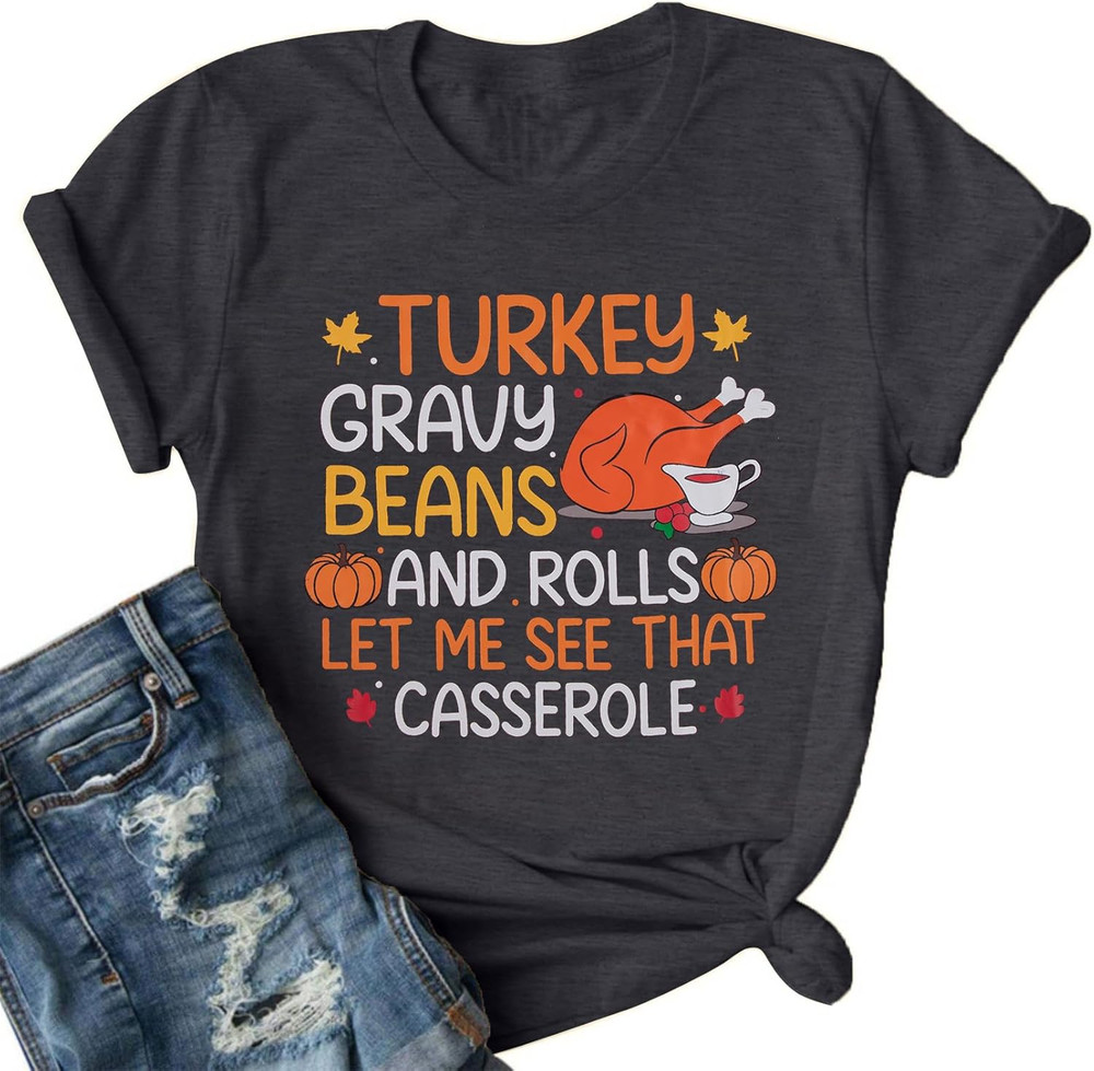 Thanksgiving Women’s Turkey Shirt – Casserole and Autumn Tees, Small