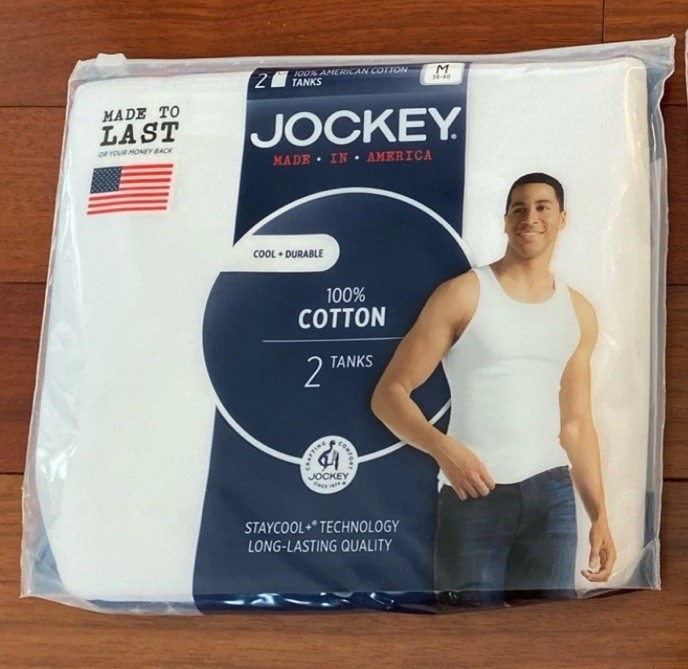 Jockey Men’s Cotton Tanks Made in America 2 Pack Size Medium New