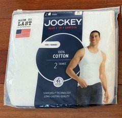 Jockey Men’s Cotton Tanks Made in America 2 Pack Size Medium New