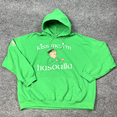Kiss Me Im Hasbulla Hoodie Adult 2XL Green Logo Pullover Irish Barstool