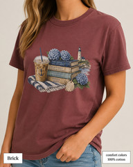 Coastal Book Club Shirt, Comfort Colors Beach Reading Tee, Book Lover Gift