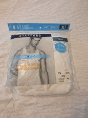 Stafford Men’s White A-shirts 4 Pk Blended Cotton. Quick Dry 46-48 Chest. XLT