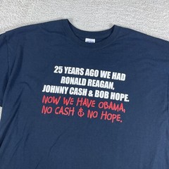 Vintage Anti Obama Political T-Shirt Mens XL Black Y2K Ronald Reagan Parody USA