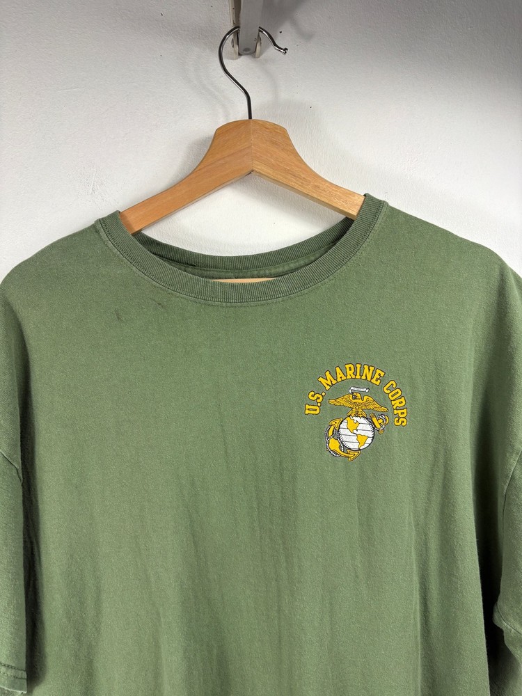 U.S.-Marine-Corps T-Shirt | Vintage Military Graphic Shirt | Olive Green Armed F