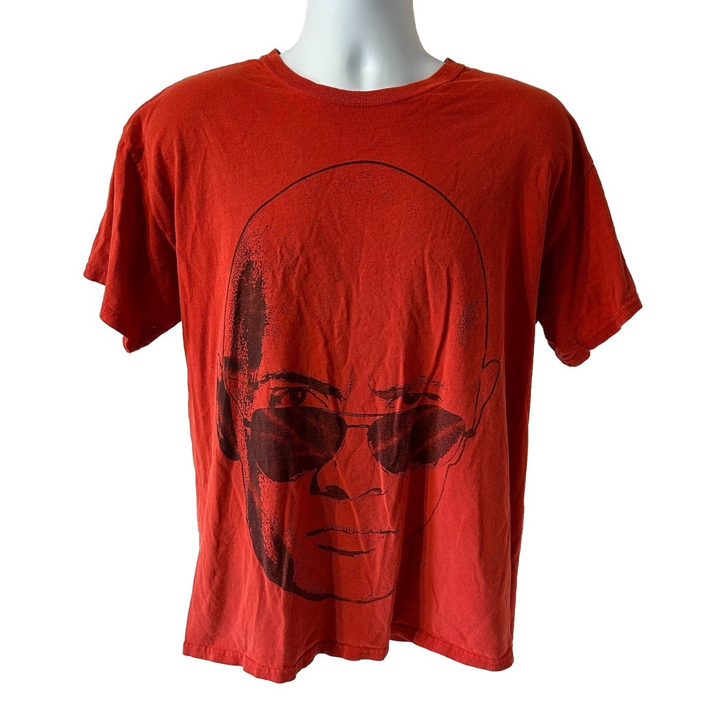 The Rock Dwayne Johnson WWE Shirt Men Large Red Short Sleeve Face Profile