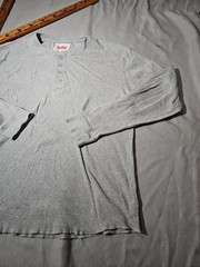 Levis Shirt Mens Large Gray Henley Button Preppy Pullover Casual Long Sleeve Tee