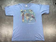 Blue Vintage MOODY GARDENS Galveston TEXAS Gulf Beach Animals Large Shirt