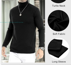 Men Lightweight Long Sleeve Knitted Pullover Tops Turtleneck base layer T-Shirts