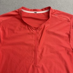 Lululemon Vented Tennis Shirt 1/4 Zip Mens XL Red Short Sleeve Blade Collar