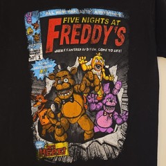 Five Nights at Freddy’s Graphic Tee Black Cotton Knit Crew Neck Short Sleeve S