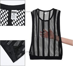 Zonbailon Mens Mesh Tank Fishnet Striped Sleeveless See Thru Muscle Undershirts